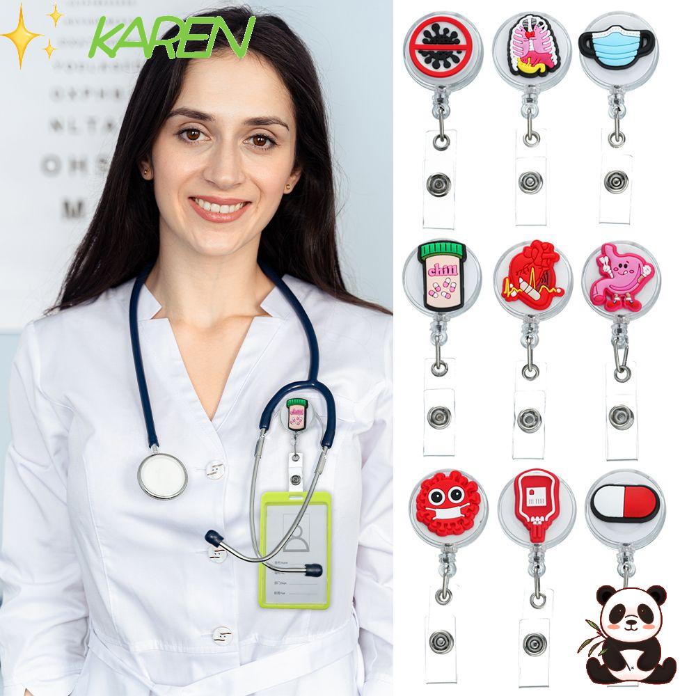 Móc Kẹp Bảng Tên/Thẻ ID Di Động Bền Dễ Thương Có Thể Thu Gọn Cho Bác Sĩ/Y Tá