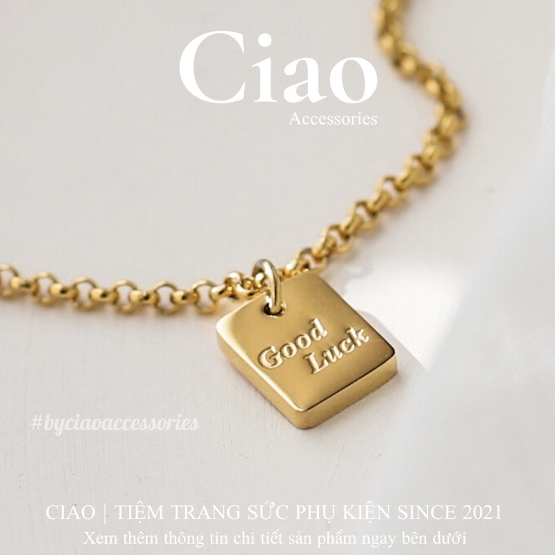 [HOẢ TỐC 1H] Vòng tay/ Lắc tay titan không gỉ thiết kế charm vuông tinh tế đơn giản Good Luck Ciao