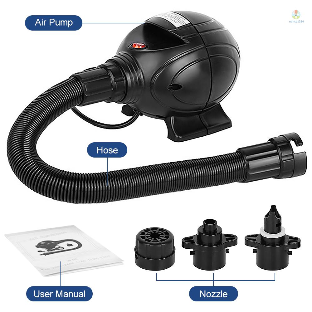 Máy bơm hơi điện 800W di động kèm 3 đầu bơm cho phao bơi/ giường bơm hơi đa năng tiện dụng
