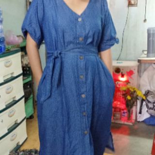 Combo hai đầm jean phôm lớn