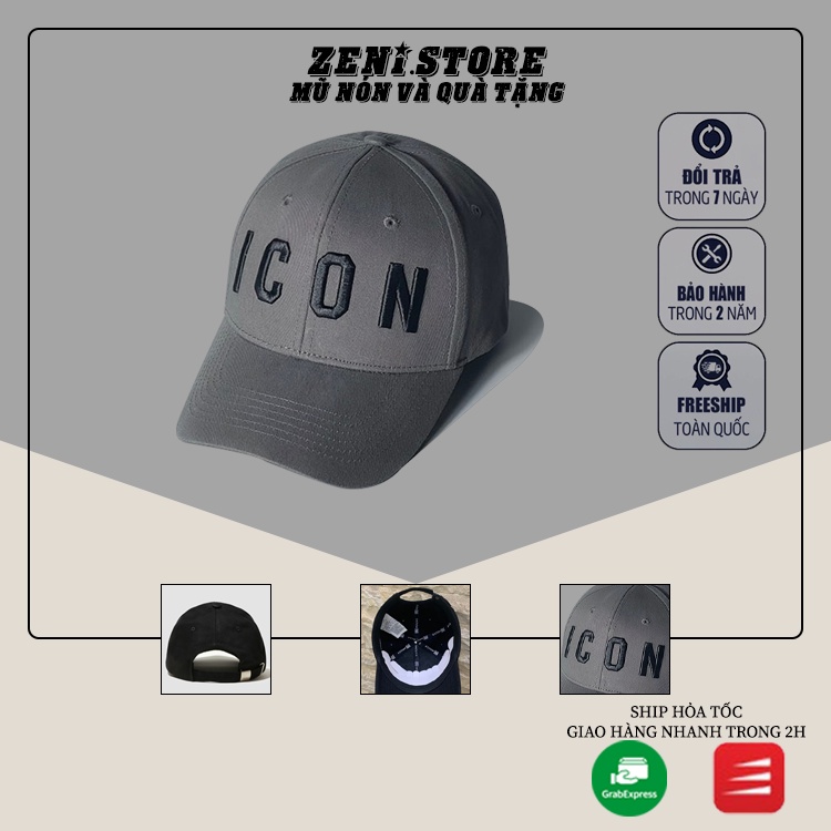 Mũ lưỡi trai, Nón kết xuất khẩu Zeni Store thêu chữ nổi “ICON” Siêu HOT Freeship, Full Hộp