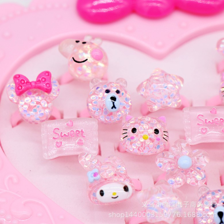 （1 Nhẫn）Nhẫn công chúa làm từ nhựa dẻo nhựa resin thời trang cho bé gái