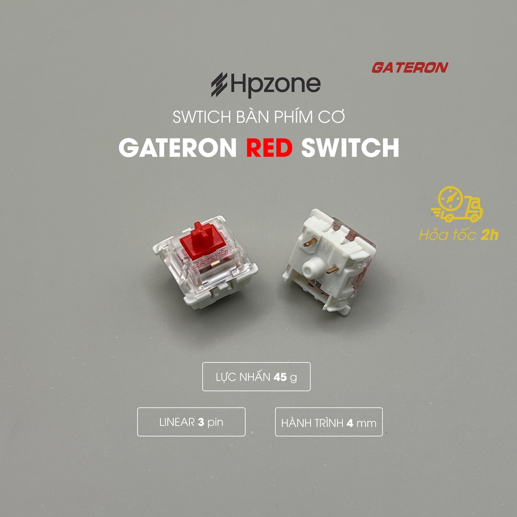 Switch Gateron Red KS-9 3 Pin Công tắc thay thế cho bàn phím cơ chính hãng Gateron Switch Red 45g