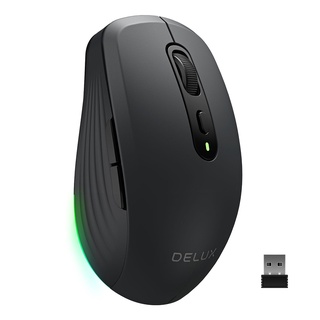 Chuột không dây delux 2.4g usb bluetooth 6 nút có đèn led cho máy tính