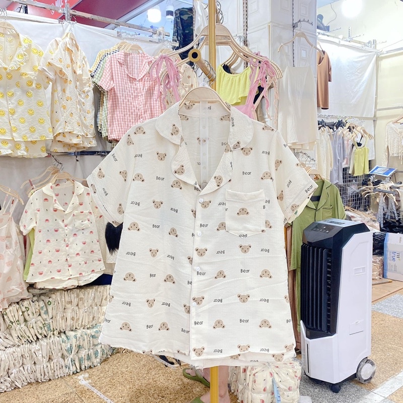 vải đũi xốp mềm nhẹ hình con vật may quần áo,đồ bộ mềm mát không nhăn