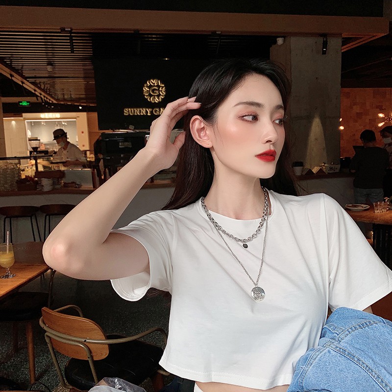 Dây Chuyền Hai Lớp Mặt Tròn Khắc Chữ Phong Cách Hip Hop