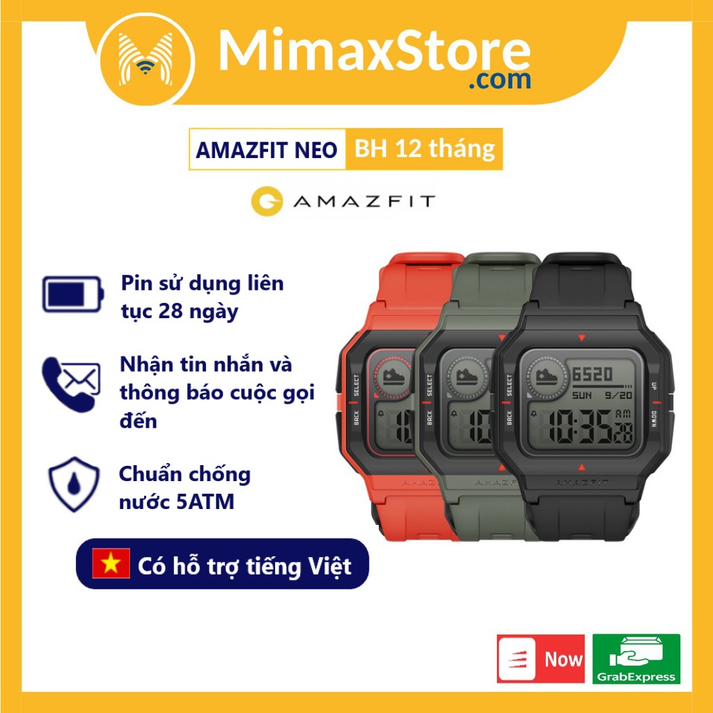 [Hỏa Tốc - HCM] Đồng Hồ Thông Minh Xiaomi Amazfit Neo | Chính Hãng | Bản Quốc Tế | BH 12TH DIGIWORLD | Mimax Store