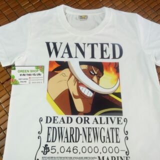 Áo thun one piece wanted râu trắng vải thái s246