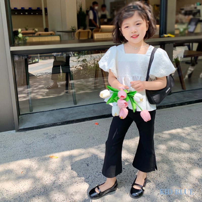 Áo Kiểu Cổ Vuông Tay Phồng Ngắn Màu Sắc Trơn Phong Cách Hàn Quốc Thời Trang Mùa Hè Xinh Xắn Cho Nữ