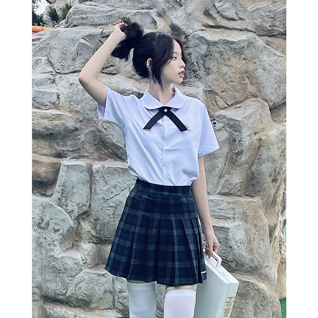Chân váy xếp ly local brand Pleated City Cycle cotton da có lót quần unisex