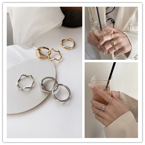 Set 3 Nhẫn Kiểu Dáng Hình Học Độc Đáo Thời Trang Cho Nữ