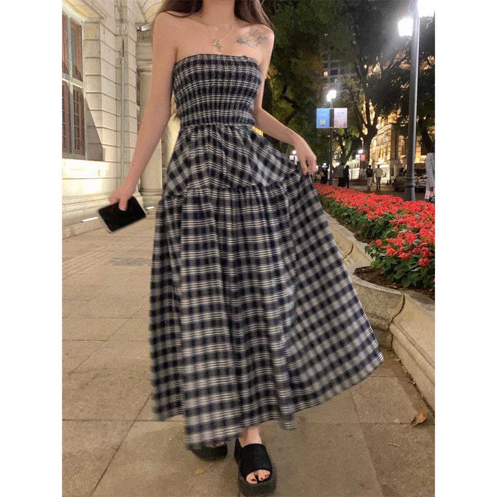 「 WELOVE1 」Đầm Midi Hai Dây Eo Cao Họa Tiết Kẻ Sọc Nhiều Màu Thời Trang Mới Thường Ngày Dành Cho Bạn Nữ