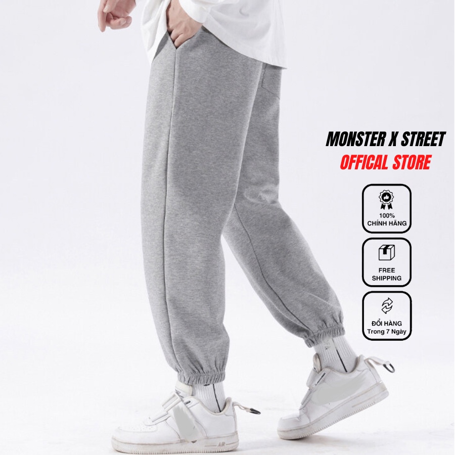 Quần jogger unisex Monster X Street bo gấu dáng thể thao xuông nam nữ nỉ bông bigsize basic pants NHIỀU MÀU