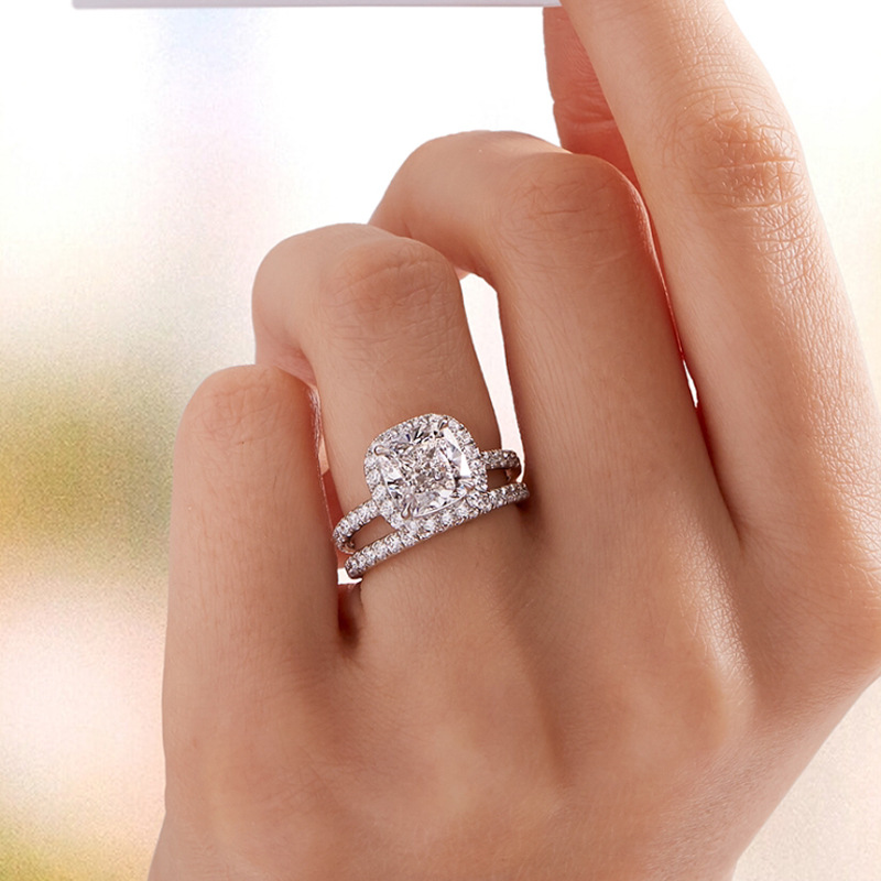 Nhẫn Bạc 925 Đính Kim Cương Nhân Tạo Sang Trọng