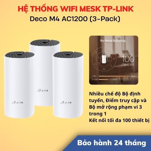 [Hỏa Tốc - HCM] Deco M4 AC1200 (3-Pack) Hệ Thống Wifi Mesh TP-Link | Bảo Hành 24 TH | LSB Store