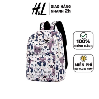 Balo Đi Học Thời Trang Vintage Họa Tiết Mèo Xám, Có Ngăn Đựng Laptop, Chất Liệu Chống Nước, Chống Ẩm Mốc, Mang Đi Chơi