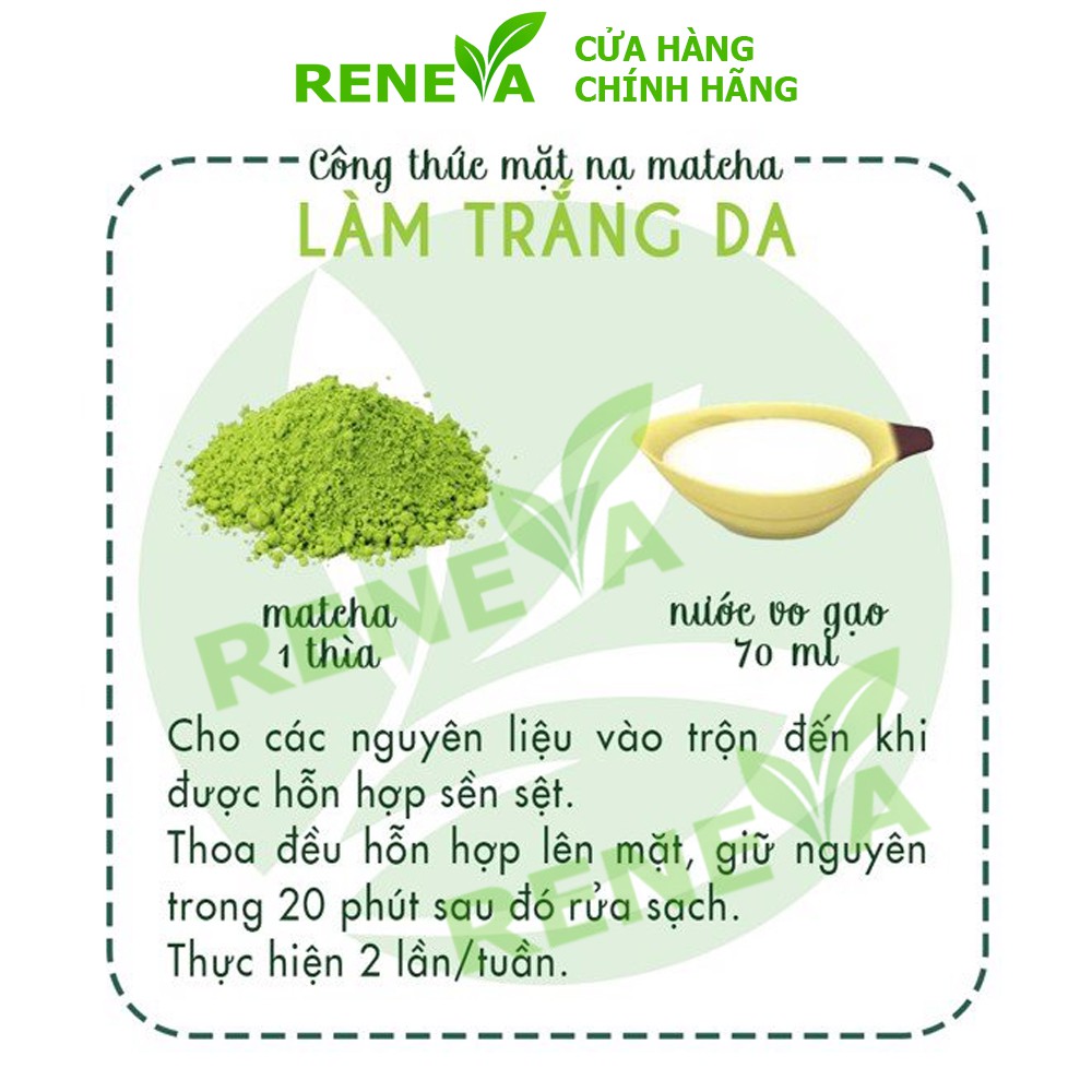 Bột Trà Xanh Nguyên Chất [Gói 100gr] Đắp Mặt Nạ Ngăn Ngừa Mụn, Dưỡng Da Trắng Mịn, Ngăn Ngừa Nếp Nhăn BTX01 RENEVA