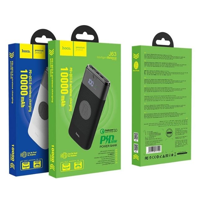 Pin Sạc Dự Phòng Không Dây Hoco J63 10000mAh, Hỗ Trợ Sạc Nhanh PD 18W - BẢO Hành 12 Tháng