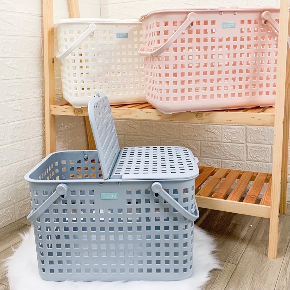 Giỏ Nhựa Đựng Đồ, Sọt Đựng Quần Áo Nachi INOCHI Có Quai Xách - Làn Đi Sinh Cho Mẹ Bầu