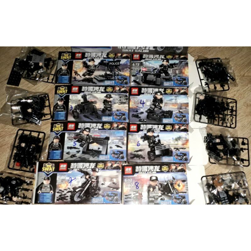 Sét 8 hộp LegoSWat Salon JY112 có nhiều chi tiết bằng nhựa