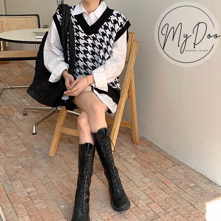 Áo gile kẻ caro vintage áo không tay dáng xuông cá tính- GL04 | BigBuy360 - bigbuy360.vn