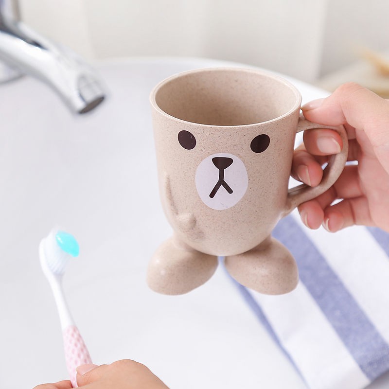 Cốc Đánh Răng Có Tay Cầm Họa Tiết Hoạt Hình Dễ Thương Cho Bé