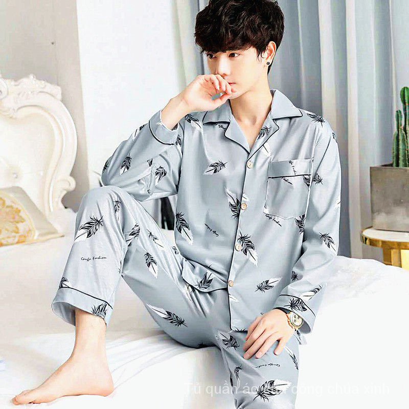 Bộ đồ ngủ pijama cotton tay dài thời trang xuân thu cho nam trung niên 6CHI