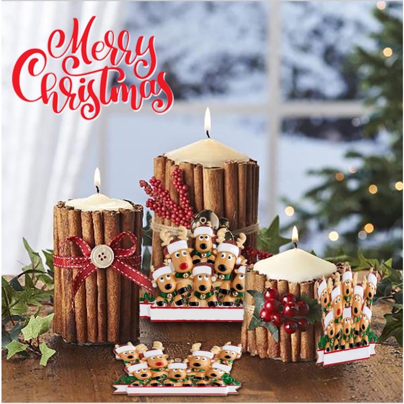 Phụ kiện hình gia đình tuần lộc trang trí cây thông noel DIY độc đáo