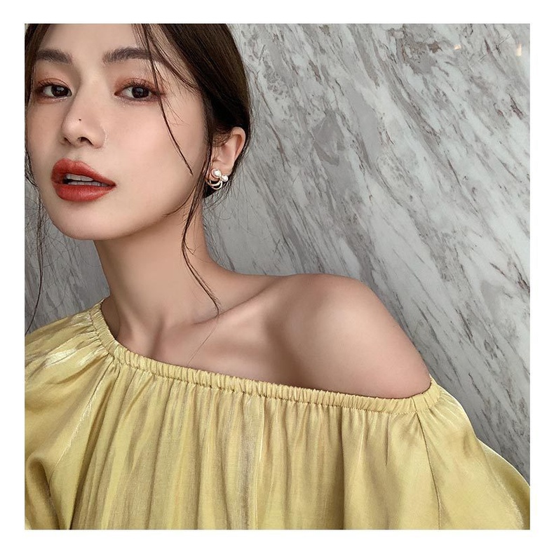 Khuyên tai bạc S925 đính ngọc trai giả thời trang sang trọng cho nữ