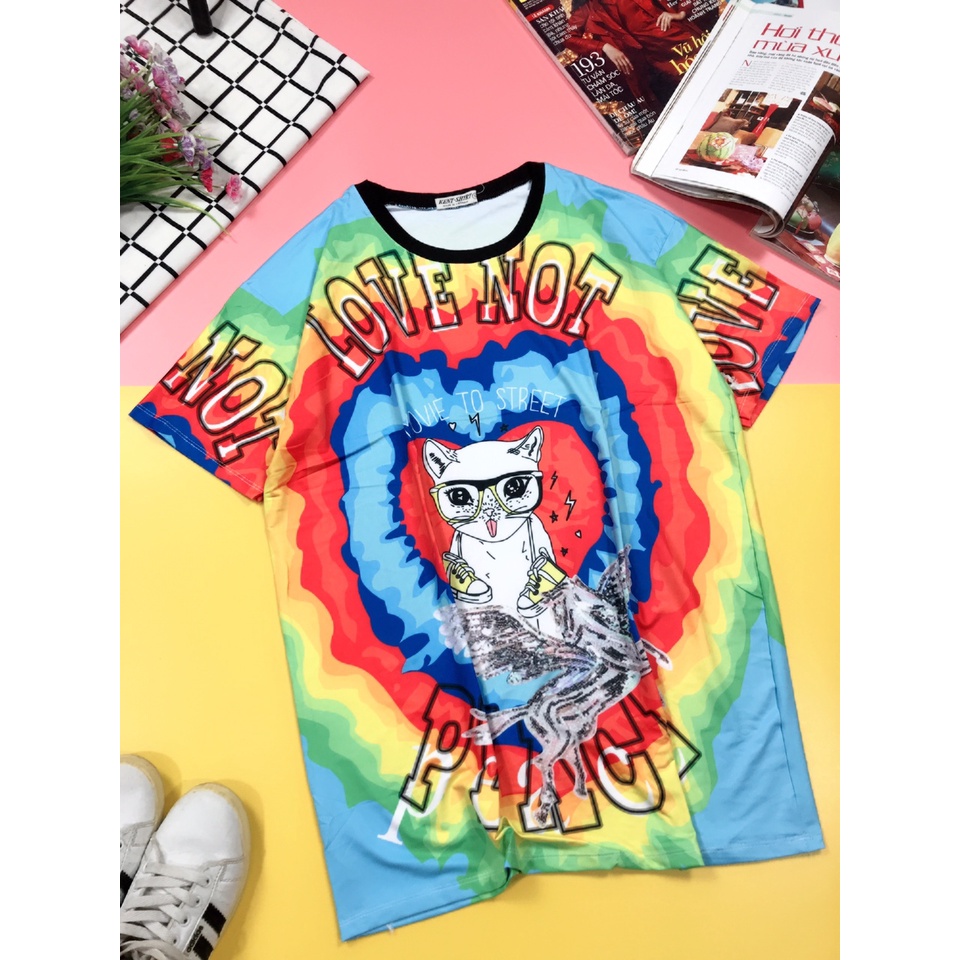 Áo Thun HY KOREA Phom Dài Đầm In 3D Kute