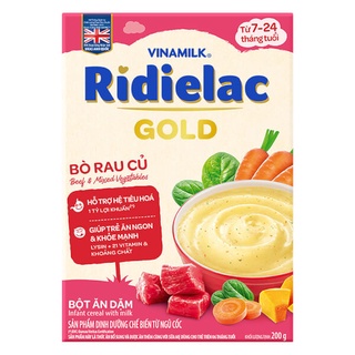 Bột ăn dặm RIDIELAC GOLD đủ loại hộp giấy 200g