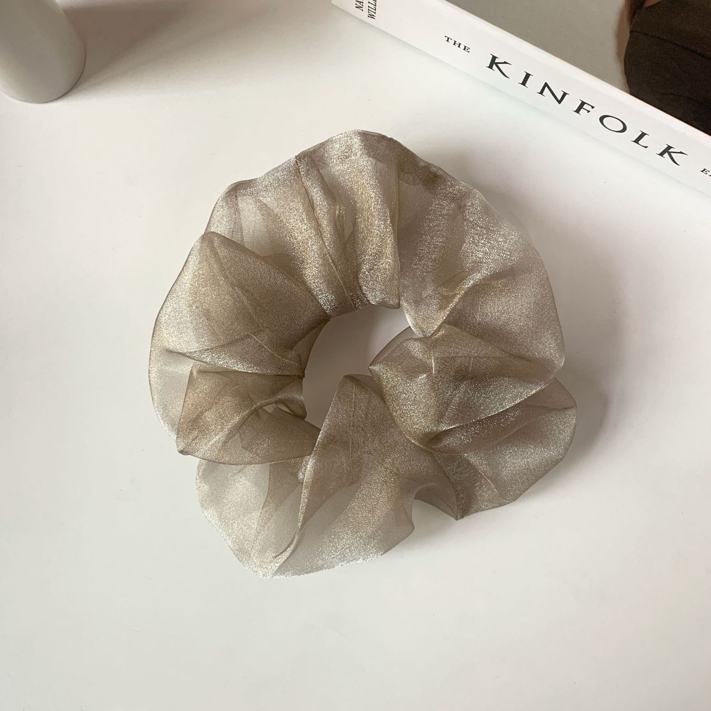 (0487) Dây Chun Scrunchies Bản To Xoè Ánh Kim Hàn Quốc