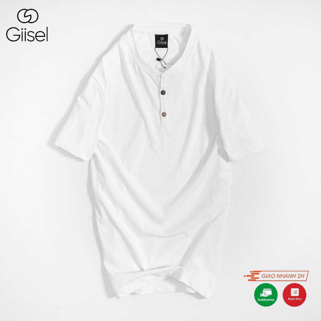 Áo thun nam nữ unisex phông cộc tay henley 3 khuy cotton co giãn Giisel | BigBuy360 - bigbuy360.vn