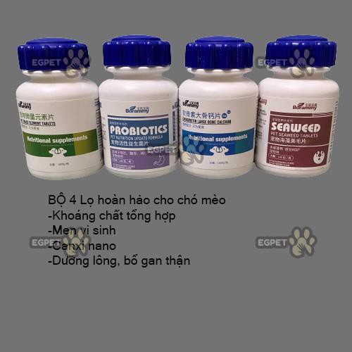 [Bản thường] COMBO 4 hộp Nguyên tố vi lượng và vitamin tổng hợp, dưỡng lông, bổ gan thận, men vi sinh cho chó mèo