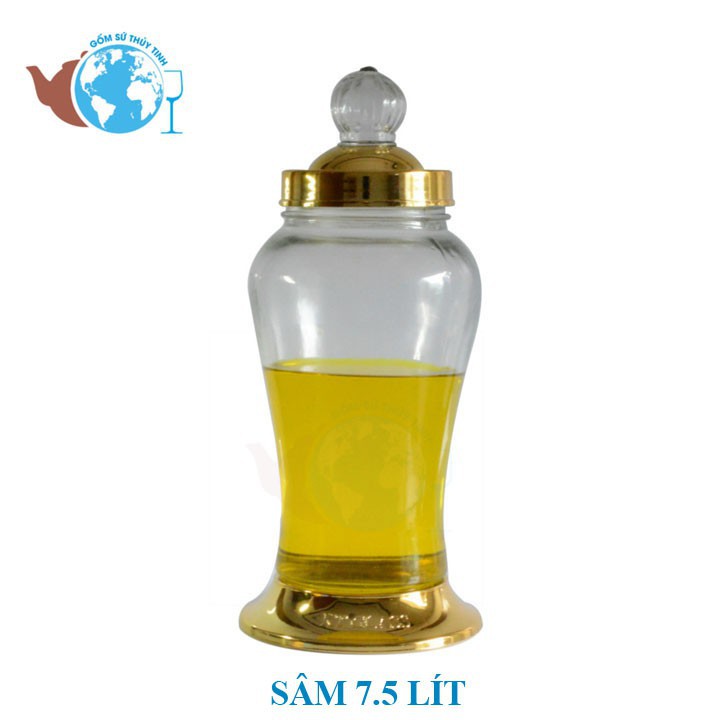 Bình thủy tinh 7.5 lít ngâm rượu nhân sâm có van và không van