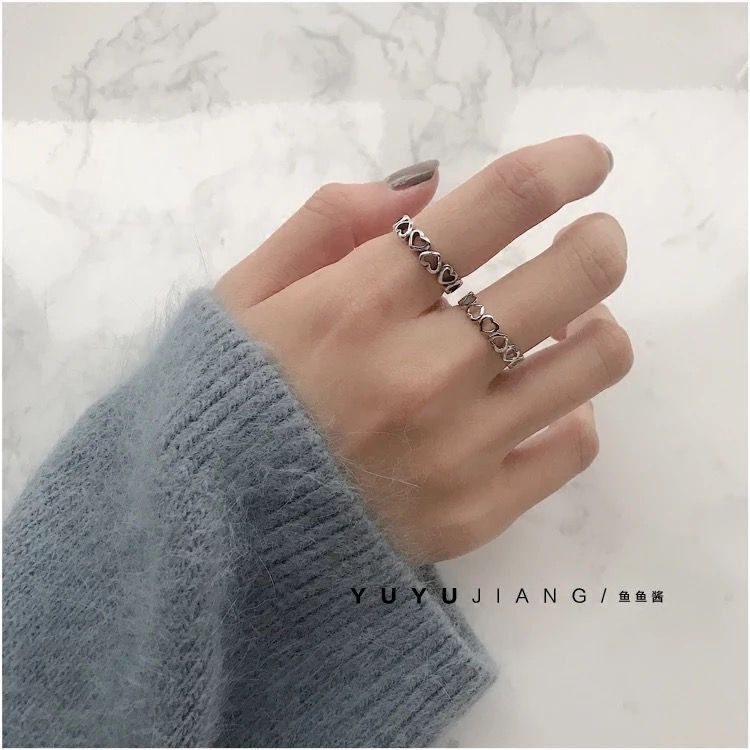 Nhẫn đeo tay dạ quang hình lỗ trái tim bằng kim loại có thể điều chỉnh