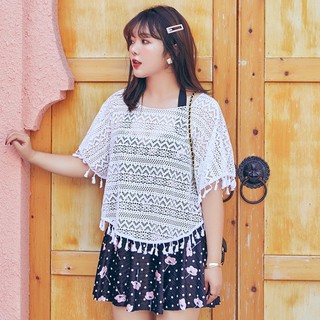 BS6113_Set đồ bơi big size ren trắng