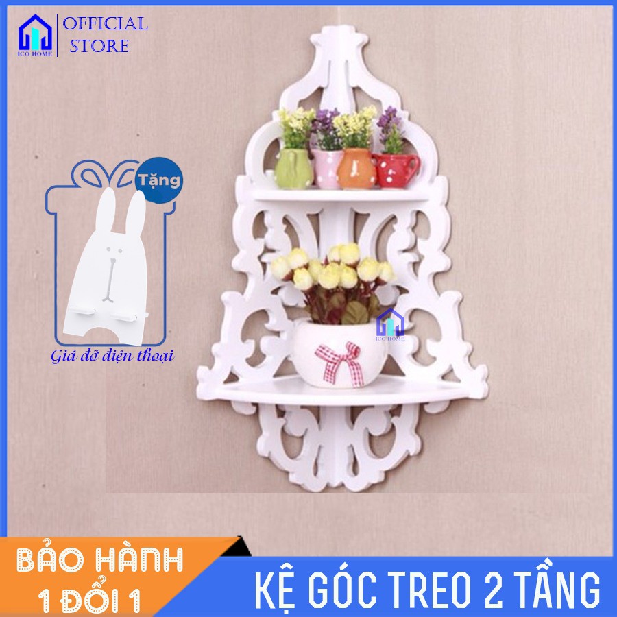 [CHỐNG THẤM NƯỚC] Kệ góc nhà tắm 2 tầng siêu đẹp, có tính kháng nước, dễ lau chùi, màu trắng sang trọng - Ico Home