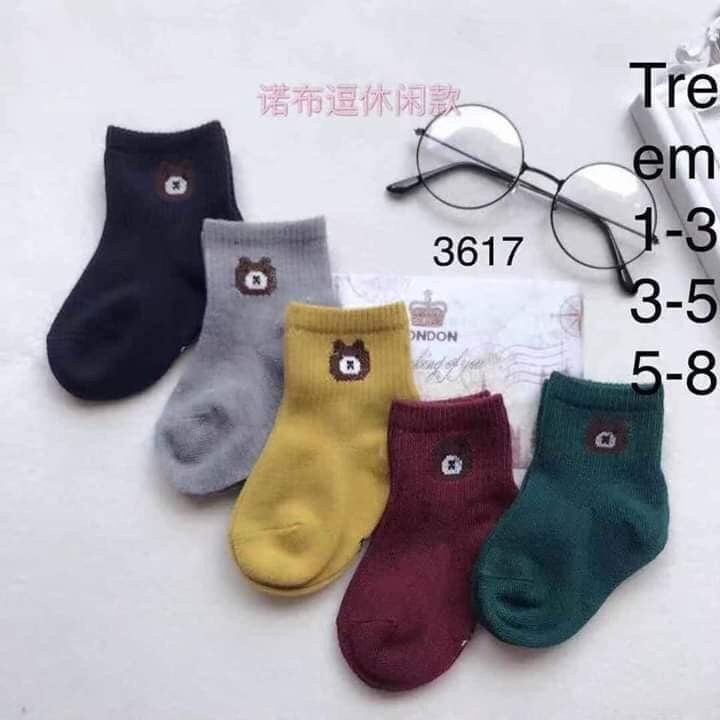 Set 5 đôi Tất gấu cho bé 0-6 tuổi