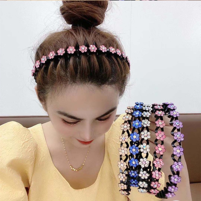 Băng Đô Cài Tóc Kiểu Gợn Sóng Có Gắn Đá Hình Hoa Nhỏ Cho Nữ