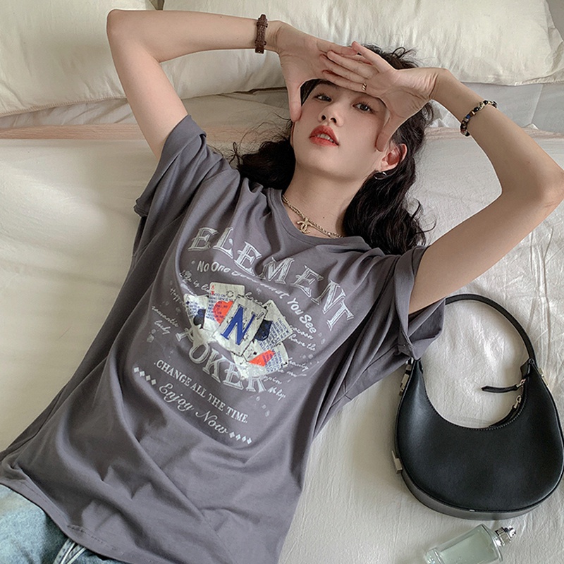 NRVP Áo Thun Cotton Tay Ngắn Cổ Tròn Màu Trơn Thời Trang Dành Cho Nữ