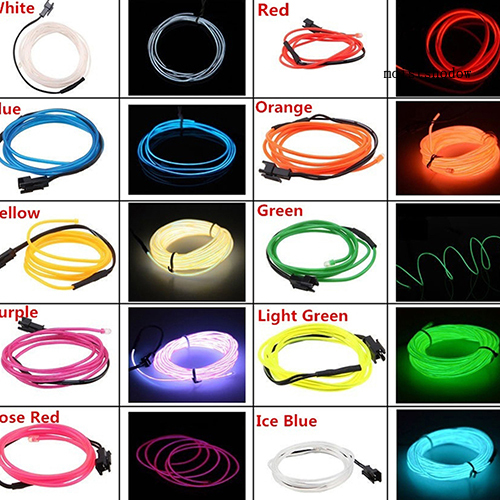 MWWB 1m Flexible EL Wire Neon Rope Tube Light 12V Auto Car Interior Home Decor Lamp