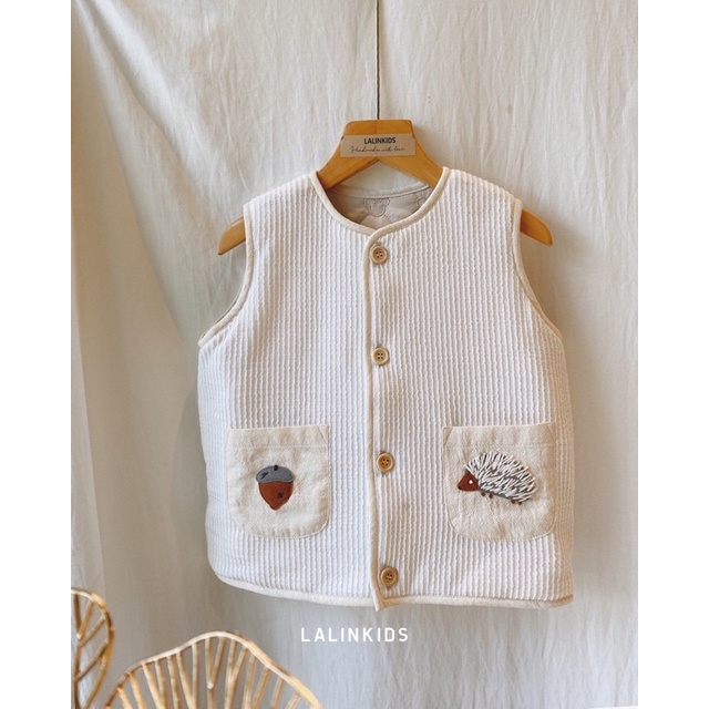 Lalinkids áo gile Nhím 2 mặt