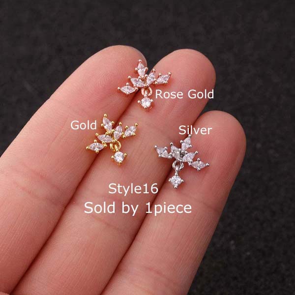 Khuyên Rốn Thép Không Gỉ Đính Đá Zircon 20g # 16