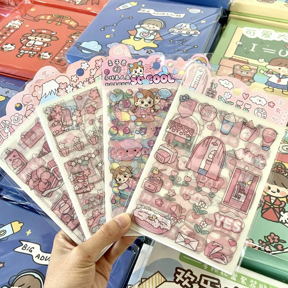 Set 4 tấm sticker trang trí có ánh nhũ