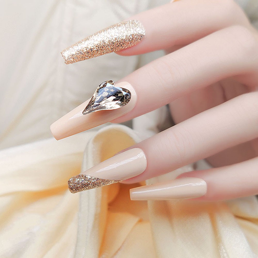 [Hàng mới về] Bộ 10 hạt đá đính trang trí móng hình trái tim kích thước 9x15mm