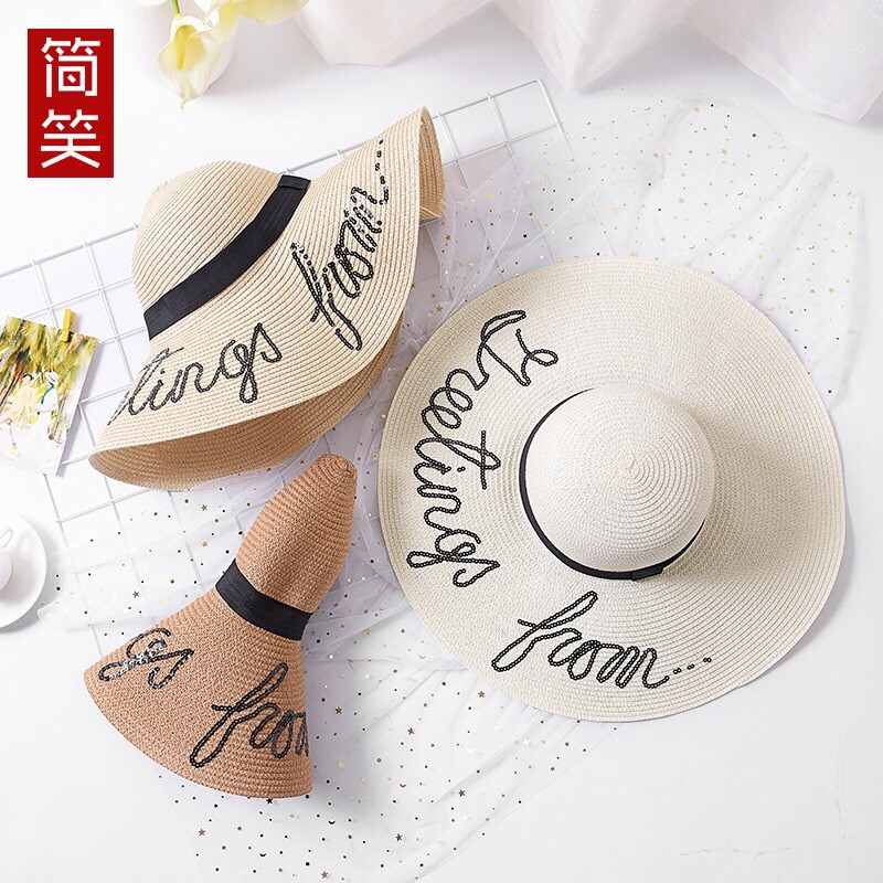 [248] Mũ cói rộng vành đi biển Hàn Quốc (có sẵn 3 màu)