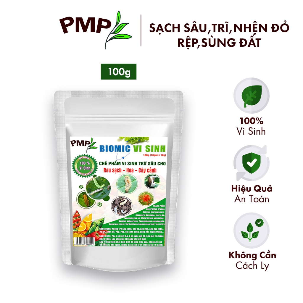 Chế Phẩm Vi Sinh Biomic PMP Chuyên Dụng Diệt Sâu, Trĩ, Nhện Đỏ, Rệp, Sùng Đất, Tuyến Trùng Cho Rau Sạch, Hoa, Cây Cảnh