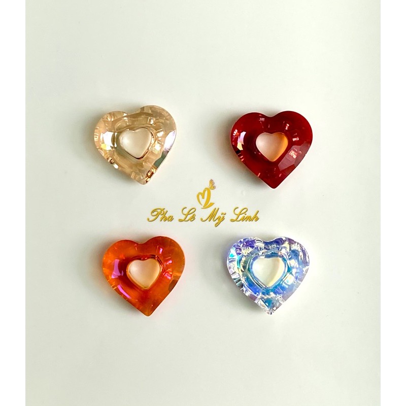 2 viên pha lê Swarovski 17mm tim Miss U