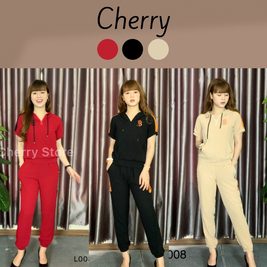 Bộ đũi nữ mặc nhà thể thao đi chơi CHERRY đồ bộ nữ đẹp chất đũi xịn mặc thoáng mát dễ chịu L008